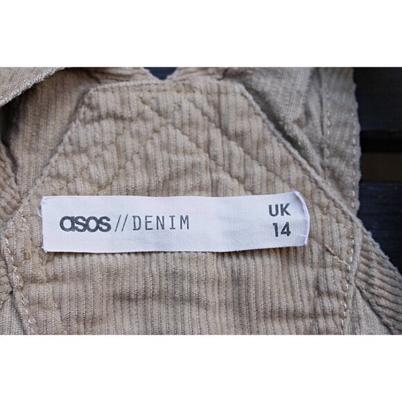 Asos - Bib Style Corduroy Overall Dress in color Oat (Beige) - sz 10 - Picture 4 of 10